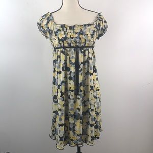 Yellow black and white poka dot dress